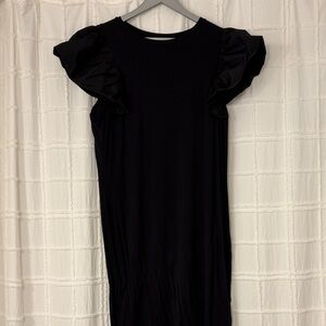 Express Black Midi Dress with Ruffle Sleeves
